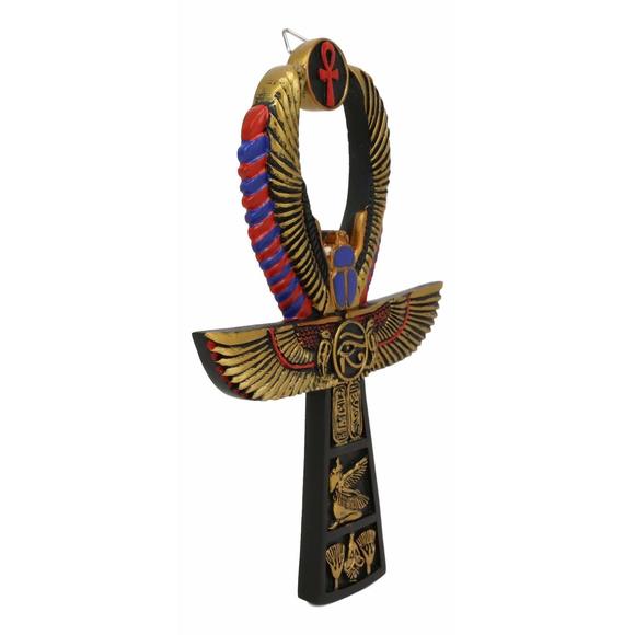 Ebros Crux Ansata Egyptian Golden Ankh With Winged Scarab Maat And Eye Of🌼 - Picture 4 of 7